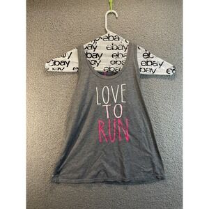 Danskin Now loose‎ size Large LOVE TO RUN Tank Top Gray Dri-More